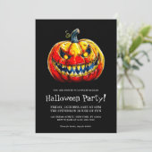 Spooktacular Smiling Pumpkin Halloween Party Kaart (Staand voorkant)