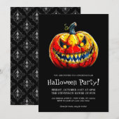 Spooktacular Smiling Pumpkin Halloween Party Kaart (Voorkant / Achterkant)