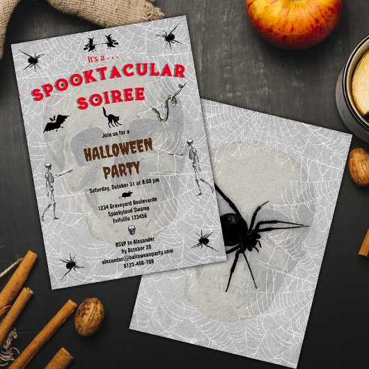 Spooktacular Soiree griezelige schedel spinnen Hal Kaart