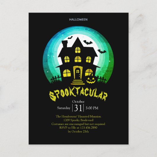 Spooktacular Spooky House Halloween Party Briefkaart (Voorkant)