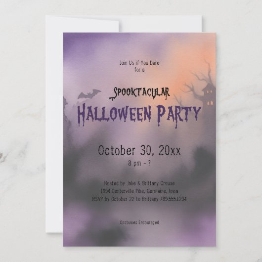 Spooktacular Spooky Night Halloween Party Kaart (Voorkant)