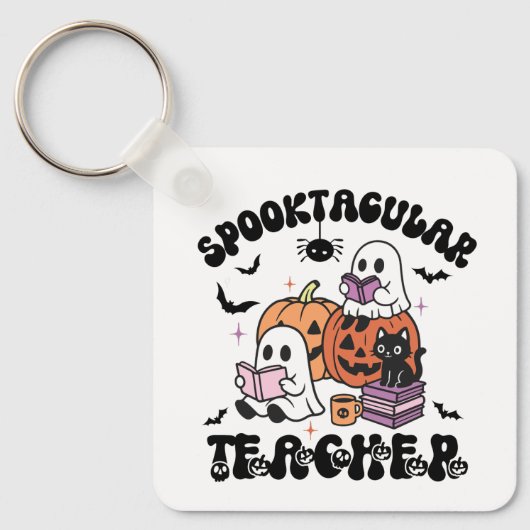 Spooktacular Teacher Schattige Ghosts Halloween Sleutelhanger (Voorkant)