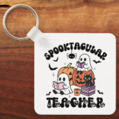 Spooktacular Teacher Schattige Ghosts Halloween Sleutelhanger (Voorkant)