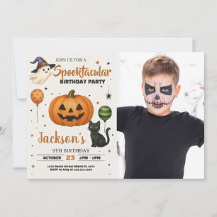 Spooktacular verjaardagsfeestje uitnodiging met fo
