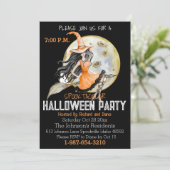 Spooktacular Volle Maan en Heks Halloween Kaart (Staand voorkant)