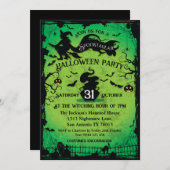 Spooktacular Witch en Bats Halloween Uitnodiging (Voorkant / Achterkant)