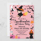 Spooktacular Witch Roze Halloween Verjaardagsfeest Kaart (Voorkant)