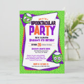 Spooktacular Zombies Green Birthday Invitation Kaart (Staand voorkant)