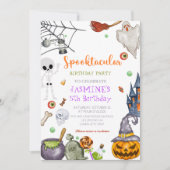 Spooktacular Zwart Sinaasappel Halloween Verjaarda Kaart (Voorkant)