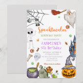 Spooktacular Zwart Sinaasappel Halloween Verjaarda Kaart (Voorkant / Achterkant)