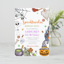 Spooktacular Zwart Sinaasappel Halloween Verjaarda Kaart