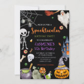 Spooktacular Zwart Sinaasappel Halloween Verjaarda Kaart (Voorkant)