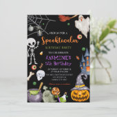 Spooktacular Zwart Sinaasappel Halloween Verjaarda Kaart (Staand voorkant)