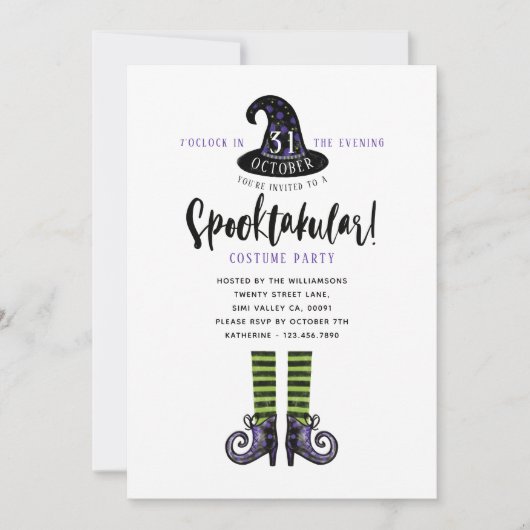 Spooktakular Wyed Witch Halloween Costume Party Kaart (Voorkant)