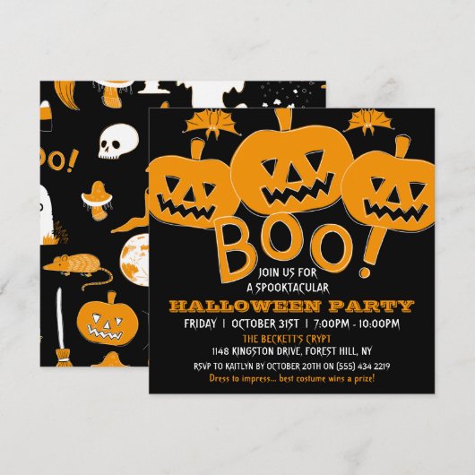 Spooktastisch Halloween-feest Kaart (Voorkant / Achterkant)