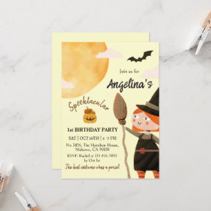 Spooktastisch Heksen Halloween 1e Verjaardagsfeest Kaart