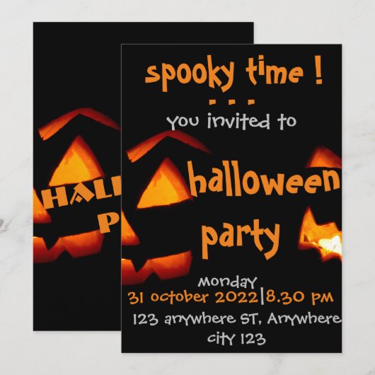Spooktijd, elegante halloween party uitnodiging (Voorkant / Achterkant)