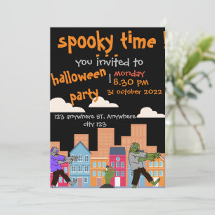 Spooktijd, zombie halloween partijuitnodiging kaart