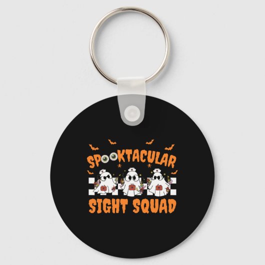 Spooktocular Sight Squad Ghost Halloween Optometri Sleutelhanger (Voorkant)