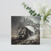 Spooktrein met Geest Feestdagenkaart (Staand voorkant)