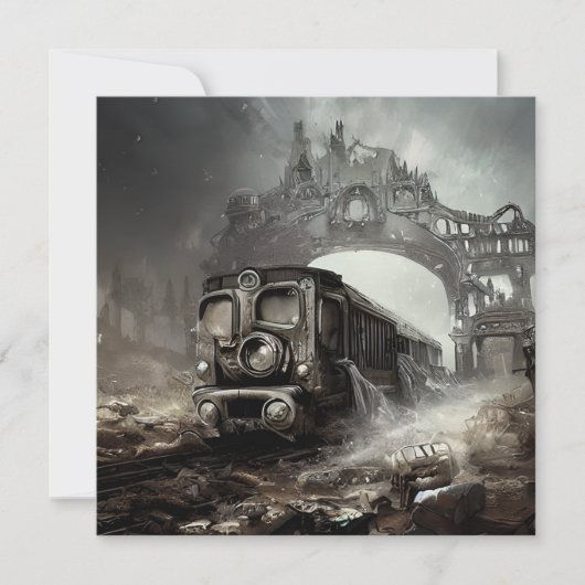 Spooktrein met Geest Feestdagenkaart (Voorkant)