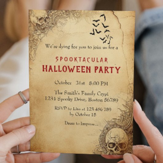 Spooktular I Skull Halloween Party Kaart