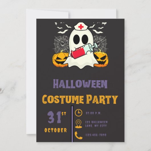 Spookverpleegster met Vile van Bloed Zwart Hallowe Kaart (Voorkant)