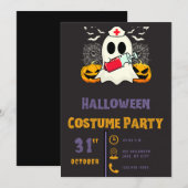 Spookverpleegster met Vile van Bloed Zwart Hallowe Kaart (Voorkant / Achterkant)