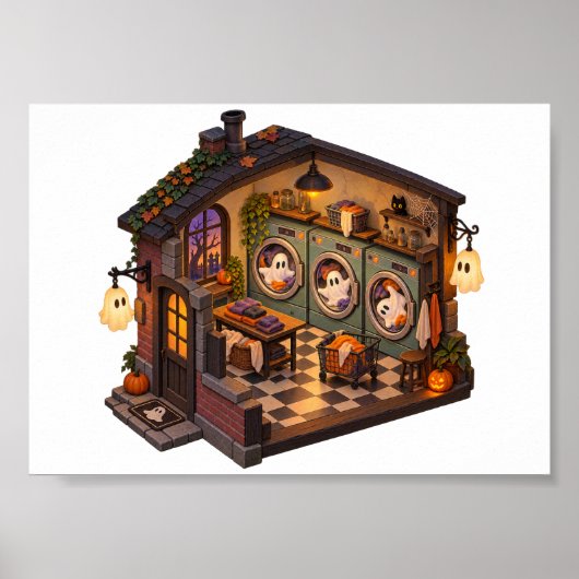 Spookwasdag Halloween Wasdag 7x5 Poster (Voorkant)