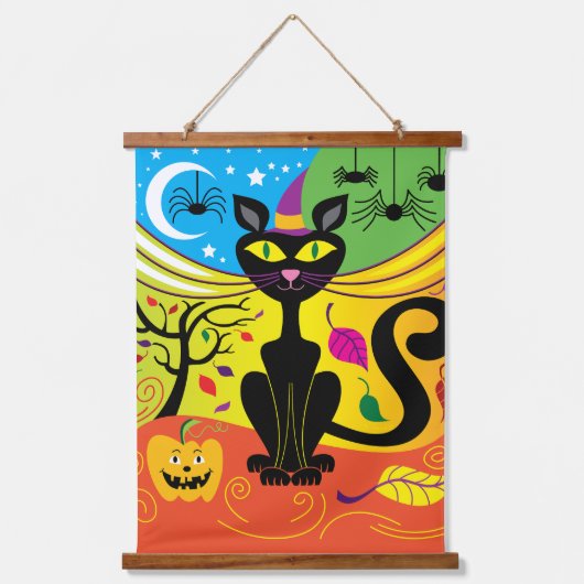 Spookwind Kat Hangend Wandkleed (Voorkant)