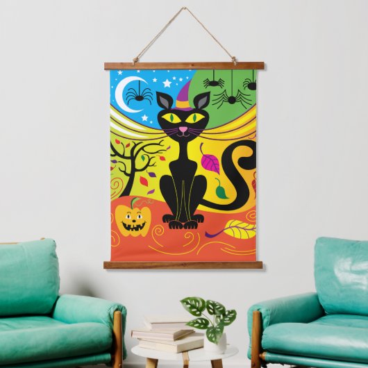 Spookwind Kat Hangend Wandkleed (Woonkamer)