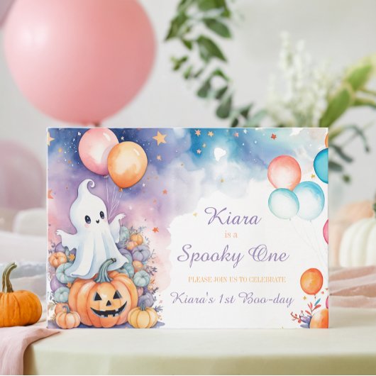 Spooky 1e Boo-Day verjaardagsuitnodiging Kaart