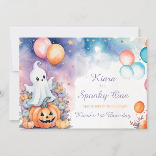 Spooky 1e Boo-Day verjaardagsuitnodiging Kaart (Voorkant)