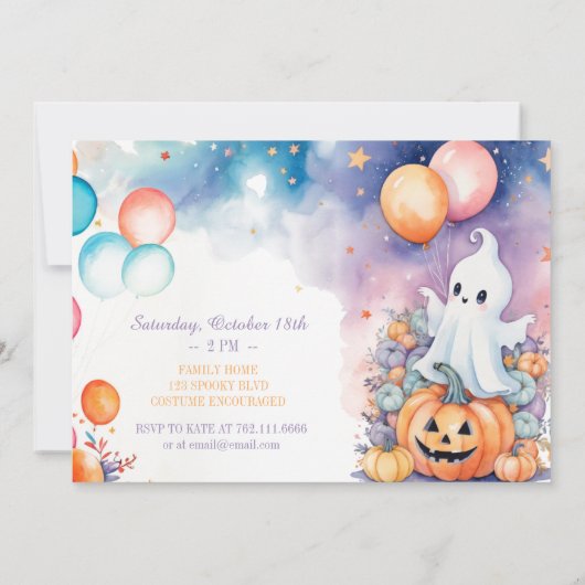 Spooky 1e Boo-Day verjaardagsuitnodiging Kaart (Achterkant)