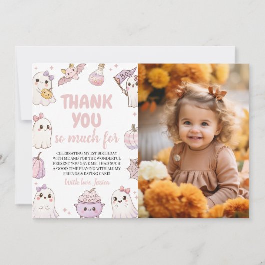 Spooky 1e verjaardag foto Dank u Kaart (Voorkant)