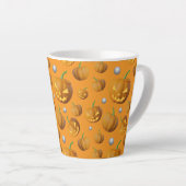 Spooky 3D Jack O'Lantern & Pumpkin Pattern Latte Mok (Rechterhoek)