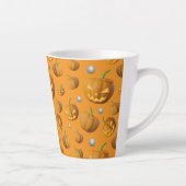 Spooky 3D Jack O'Lantern & Pumpkin Pattern Latte Mok (Rechts)