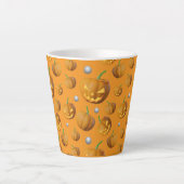 Spooky 3D Jack O'Lantern & Pumpkin Pattern Latte Mok (Voorkant)