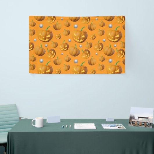 Spooky 3D Jack O'Lantern & Pumpkin Pattern Spandoek (Beurs)