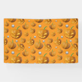 Spooky 3D Jack O'Lantern & Pumpkin Pattern Spandoek (Horizontaal)