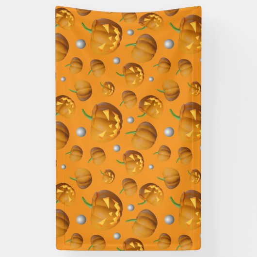 Spooky 3D Jack O'Lantern & Pumpkin Pattern Spandoek (Verticaal)