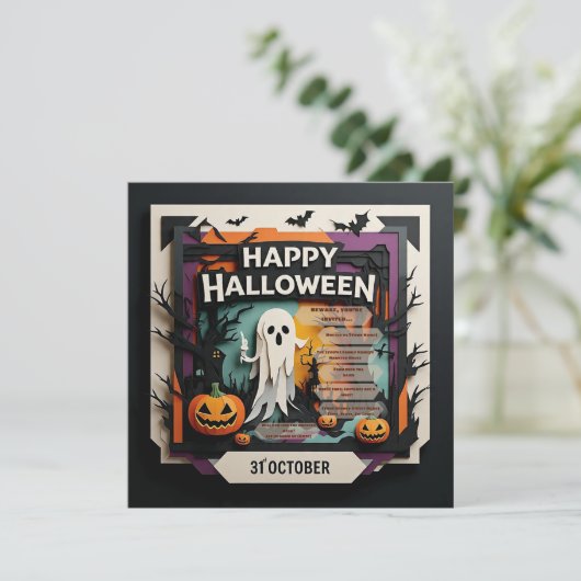 Spooky 3D Paper Cut Halloween Party Invitation (Staand voorkant)