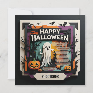 Spooky 3D Paper Cut Halloween Party Invitation