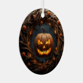 Spooky 3D pompoen krans Halloween Ornament (Voorkant Rechts)