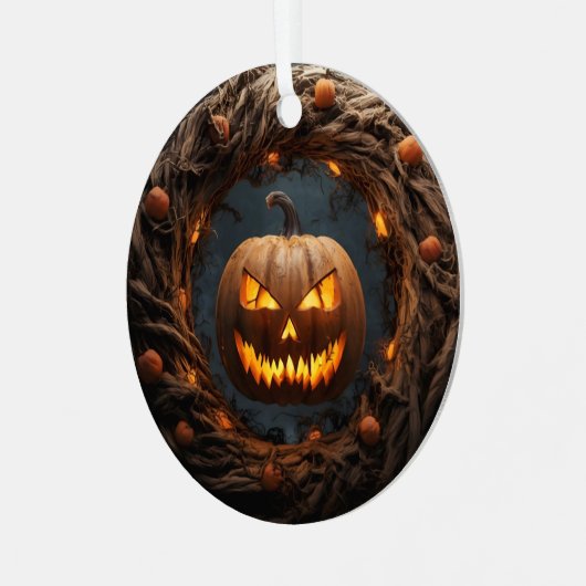 Spooky 3D pompoen krans Halloween Ornament (Voorkant links)