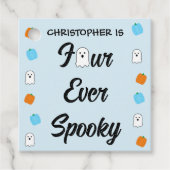 Spooky 4e verjaardag bedankjes labels (Voorkant)