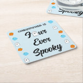 Spooky 4e verjaardag kartonnen onderzetters (Schuin)