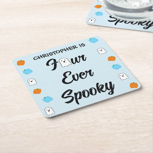 Spooky 4e verjaardag kartonnen onderzetters (Schuin)