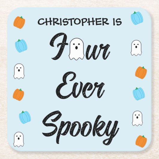 Spooky 4e verjaardag kartonnen onderzetters (Voorkant)