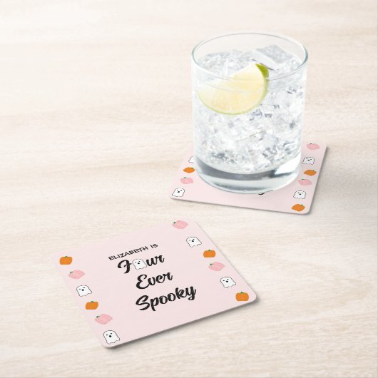 Spooky 4e verjaardag kartonnen onderzetters (Insitu)